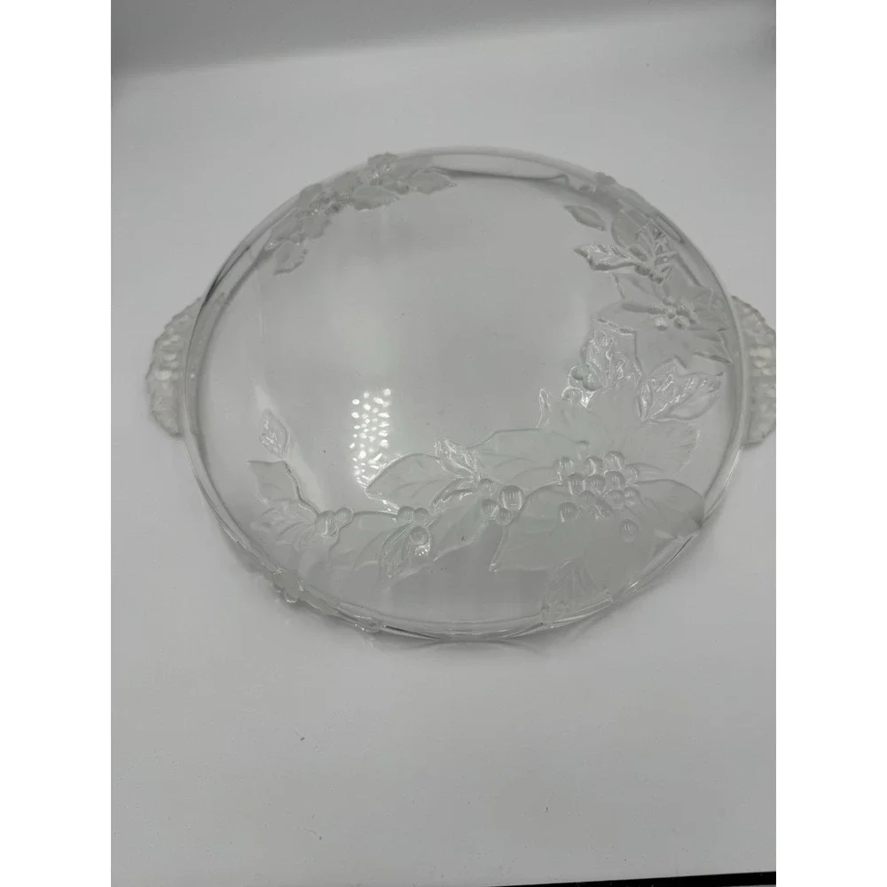 Mikasa Poinsettia Pattern Clear and Frosted Round Serving Plate with‎ Handles
